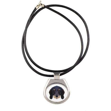 Teckel de pelo duro: collar con foto e inscripción geométrica de Art-Dog