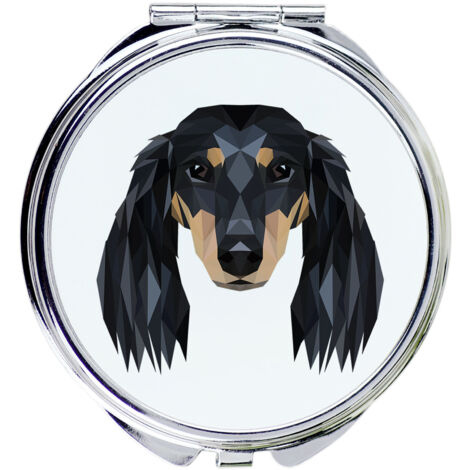 Teckel de pelo largo - espejo con foto e inscripción geométrica de Art-Dog