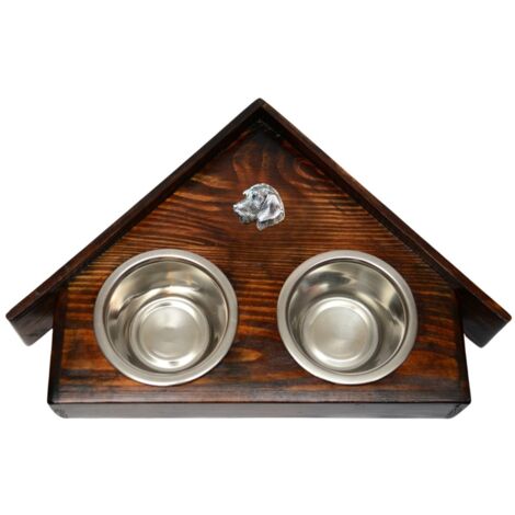 Teckel II - Support en bois avec gamelles pour chien, gamelles décoratives pour chien, cadeau pour adopter un chien par Art-Dog