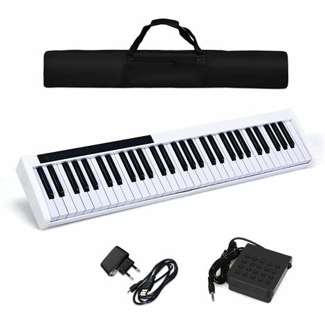 Teclado Electrónico con 61 Teclas 128 Ritmos 128 Tonos 20 Demos Interfaz Bluetooth Piano Digital Portátil con Altavoz Externo Interfaz MP3, Auriculares, Audio, Micrófono, USB, MIDI