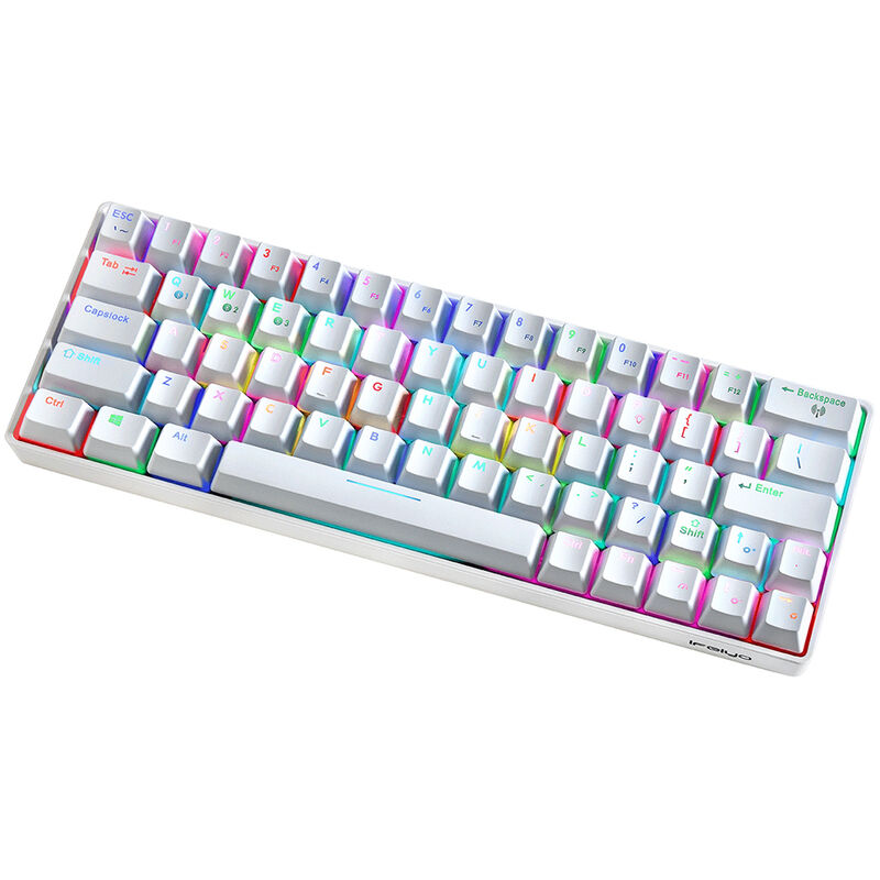 

Teclado mecanico compacto multidispositivo con 64 teclas BT y modo cableado 18 efectos de retroiluminacion RGB Interruptores de cambio de tecla N