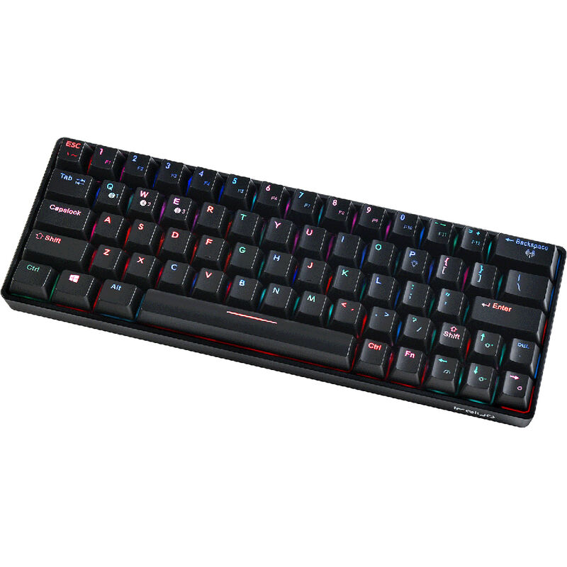 

Teclado mecanico compacto multidispositivo con 64 teclas Modo BT y Tipo-C 18 Efectos de retroiluminacion RGB Teclas N Rollover Interruptores azules