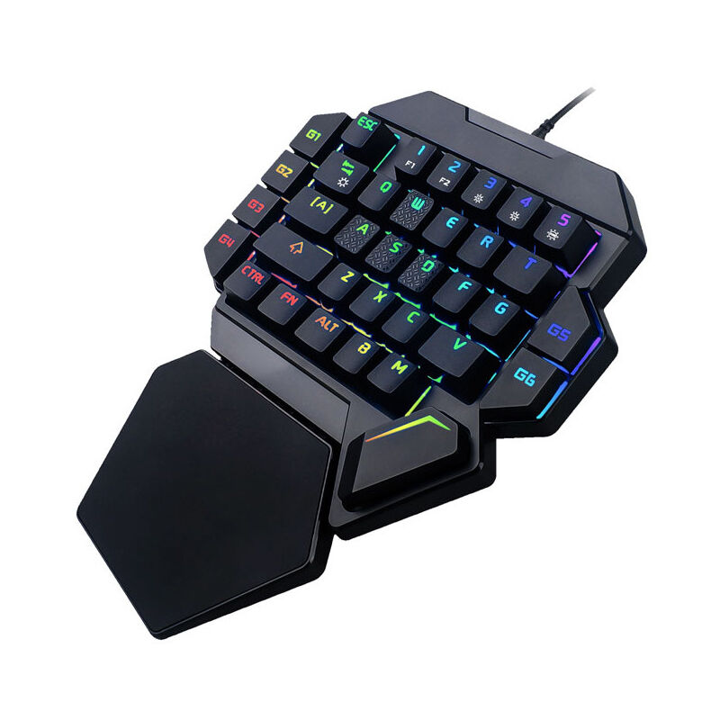 

Teclado mecánico para juegos de una mano, teclado para juegos con brillo RGB, negro