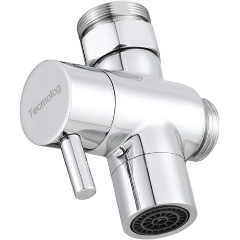 Tecmolog Adaptateur de robinet en laiton à trois voies, pour robinets, pièce de rechange, avec adaptateur M22 x M24, chromé SBA021C