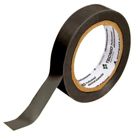 TECNID Nastro Isolante in PVC - 19mm x 25mt - Spessore 0,13mm – Impermeabile e resistente al calore – Colore nero