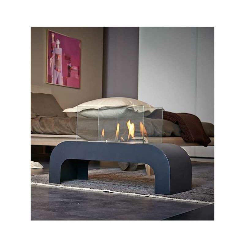 Tecno-air-system - Bio-cheminée au sol Trento 2000W Noir Tecno Air System