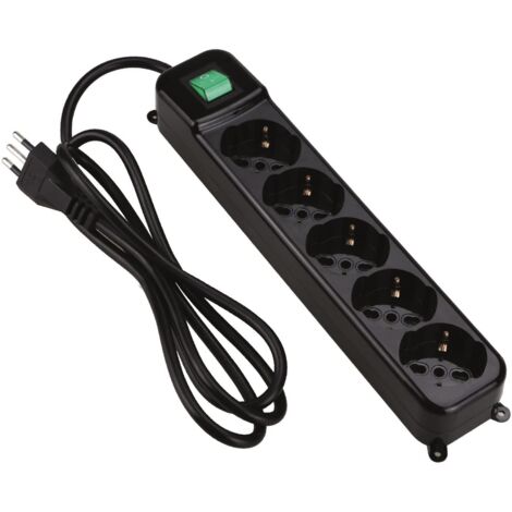 Tecnoware FMP5IIG prolunghe e multiple 1,5 m 5 presa(e) AC Interno Nero, Verde