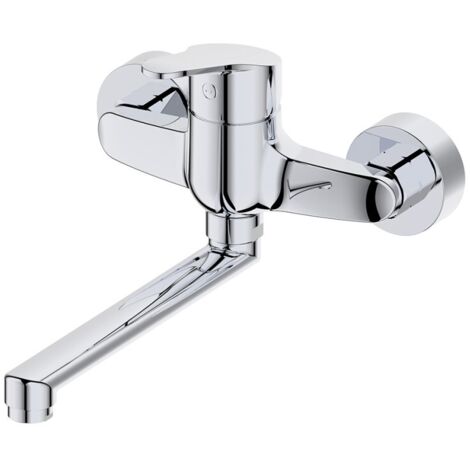 Tecom serie timeless miscelatore per lavello monocomando a muro finitura cromata lucida