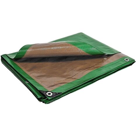 TECPLAST Bâche Agricole 3x5 m HQ250AG Verte et Marron - Haute Performance - Bâche de protection étanche pour Matériel agricole