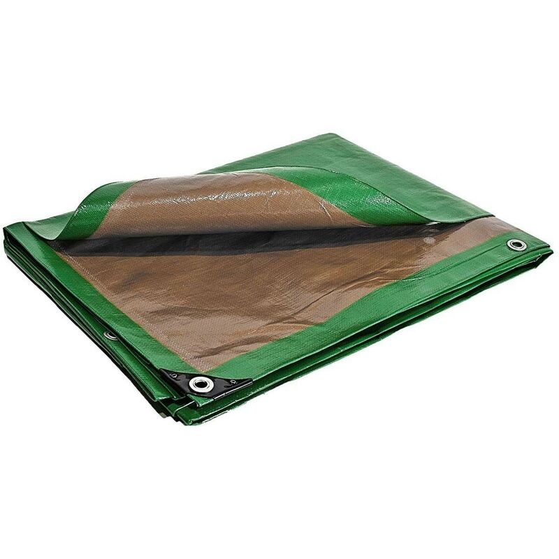 Tecplast - Bâche de Chantier 2x3 m 250CH Verte et Marron - Haute Performance - Bâche de protection étanche pour Travaux - green