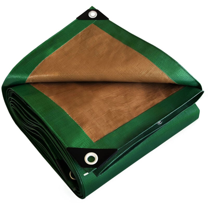 Bâche Peinture 10x12 m HQ250PE Verte et Marron - Haute Performance - Bâche de protection Peinture pour sol et meuble - Tecplast