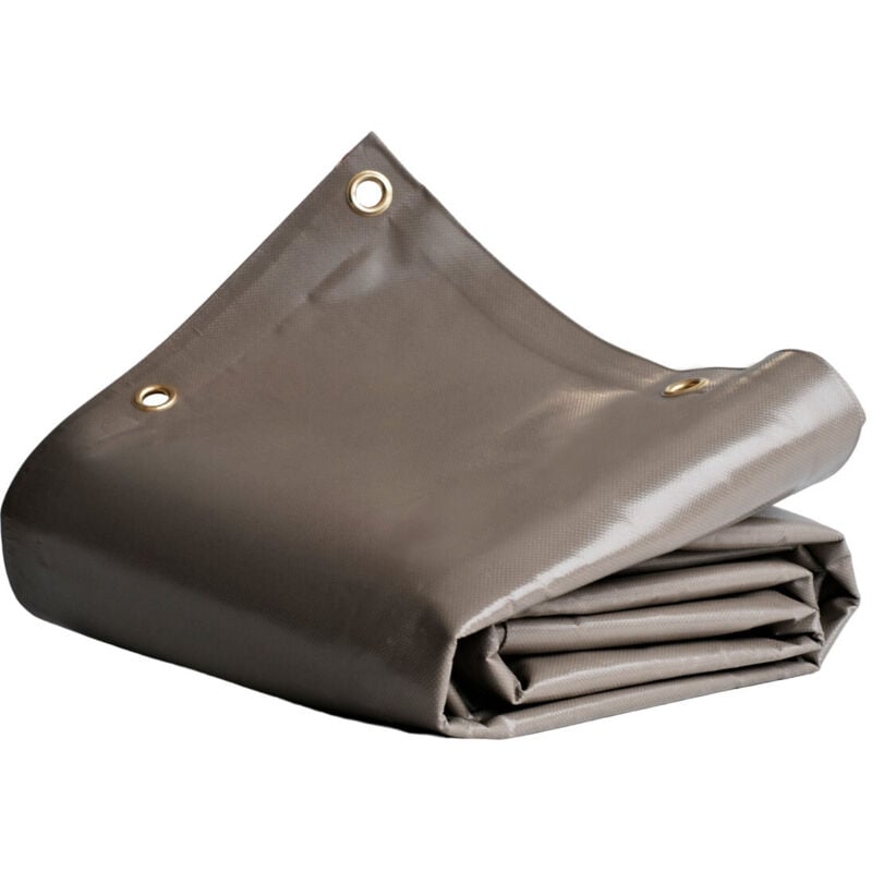 Bâche de Chantier 4x4 m LP640CH Taupe - Garantie 8 ans - Bâche de protection étanche en pvc pour Travaux - Tecplast