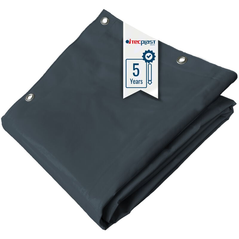 Bâche de Protection 3x5 m LP506MU Gris anthracite - Garantie 5 ans - Bâche pvc étanche - Résistance Anti-UV - Tecplast