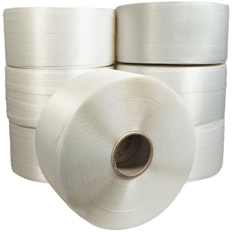 TECPLAST Lot de 7 Feuillards de cerclage fil à fil LFF1 19 mm x 600 m dont 1 OFFERT - Feuillard Haute Résistance 550kg