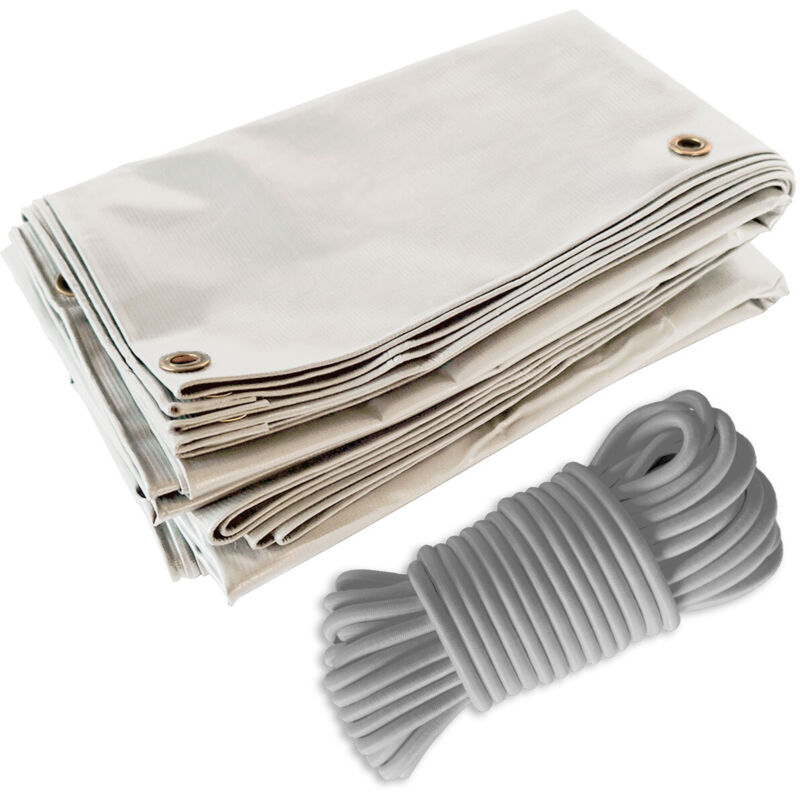 Pack Toile Pergola Blanc Crème 3x4 m + Sandow Gris 20m - Bâche Pergola prête à poser LP506PR Garantie 5 ans - Tecplast