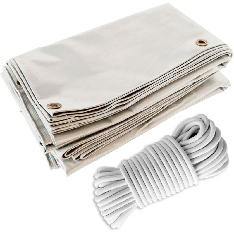 Pack Toile Pergola Blanc Crème 3x4 m + Sandow Blanc 20m - Bâche Pergola prête à poser LP506PR Garantie 5 ans - Tecplast