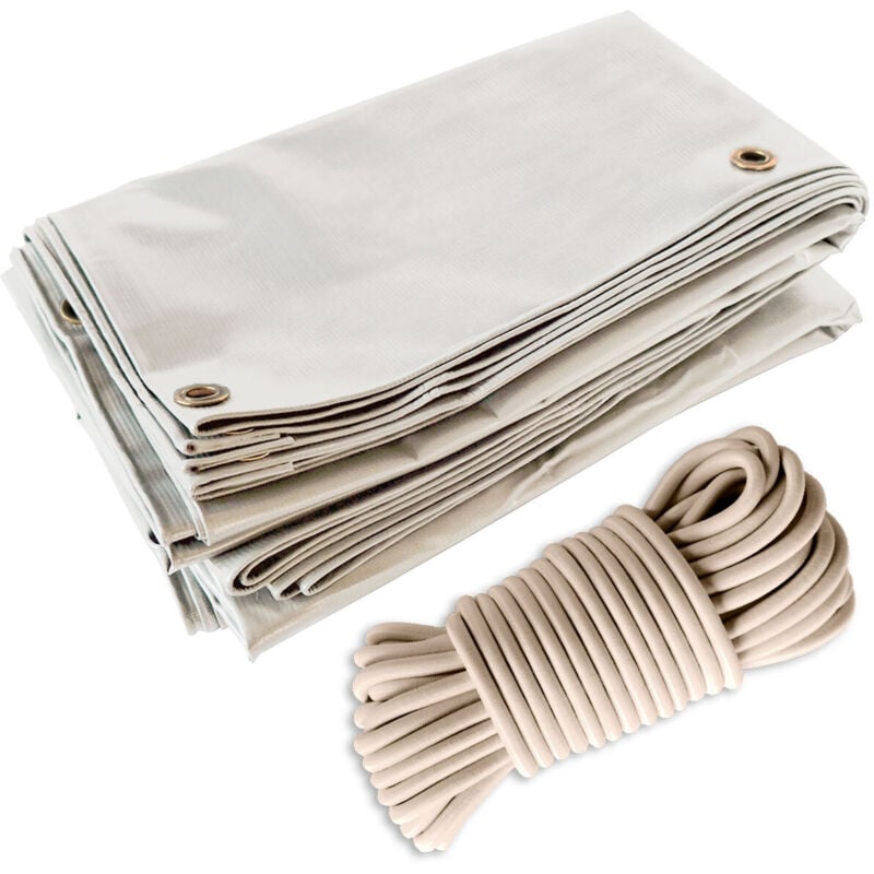 Pack Toile Pergola Blanc Crème 3x4 m + Sandow Ivoire 20m - Bâche Pergola prête à poser LP506PR Garantie 5 ans - Tecplast