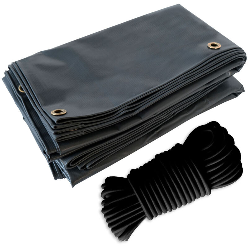 Pack Toile Pergola Gris Anthracite 3x4 m + Sandow Noir 20m - Bâche Pergola prête à poser LP506PR Garantie 5 ans - Tecplast