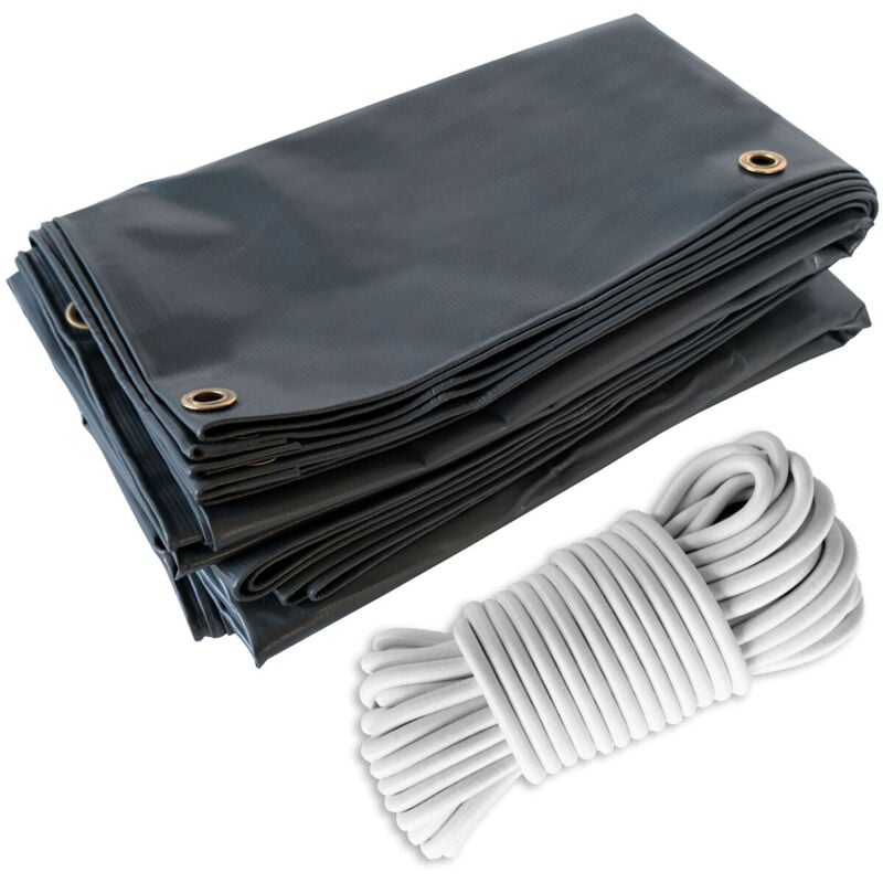 Pack Toile Pergola Gris Anthracite 3x4 m + Sandow Blanc 20m - Bâche Pergola prête à poser LP506PR Garantie 5 ans - Tecplast