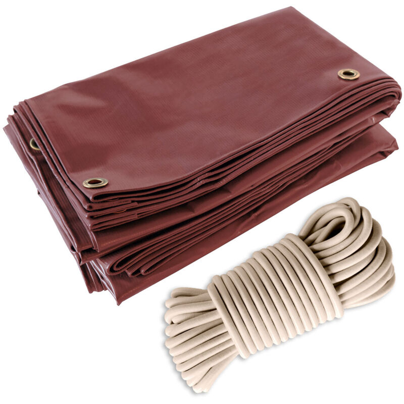 Pack Toile Pergola Rouge Bordeaux 3x4 m + Sandow Ivoire 20m - Bâche Pergola prête à poser LP506PR Garantie 5 ans - Tecplast