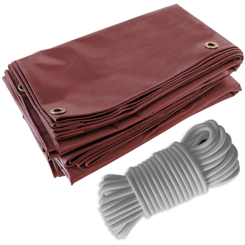 Pack Toile Pergola Rouge Bordeaux 3x4 m + Sandow Gris 20m - Bâche Pergola prête à poser LP506PR Garantie 5 ans - Tecplast