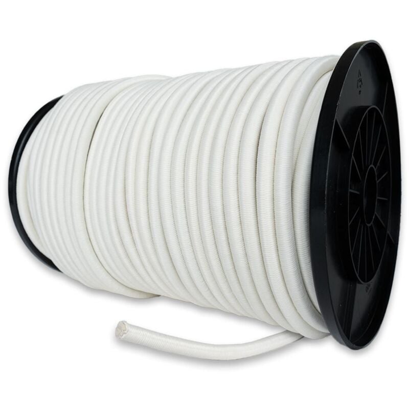 Sandow élastique Blanc 100 mètres 9SW - Qualité pro - Tendeur pour bâche de diamètre 9 mm - Tecplast