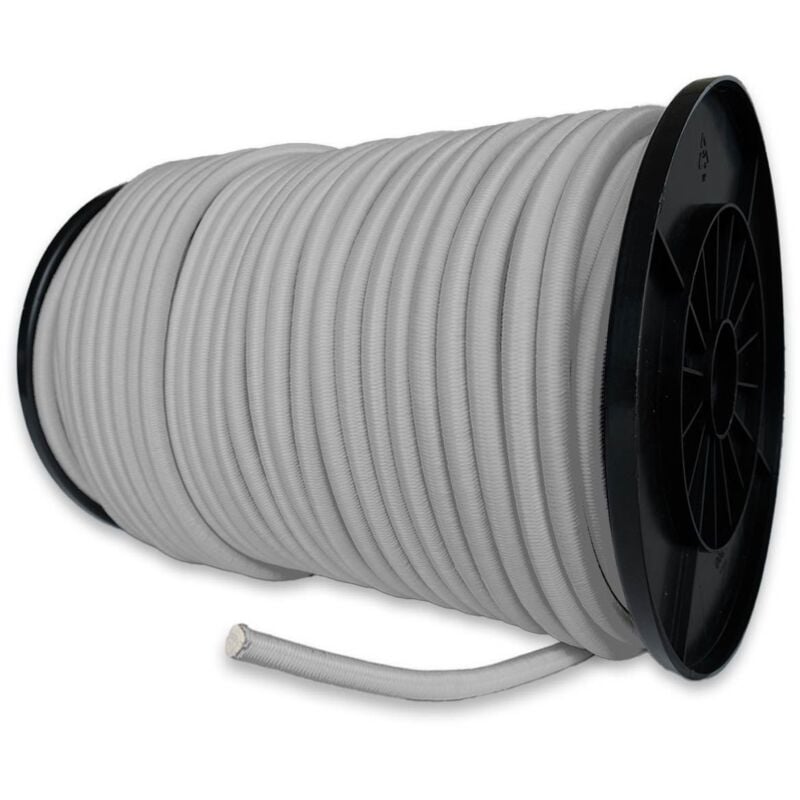 Sandow élastique Gris 100 mètres 9SW - Qualité pro - Tendeur pour bâche de diamètre 9 mm - Tecplast