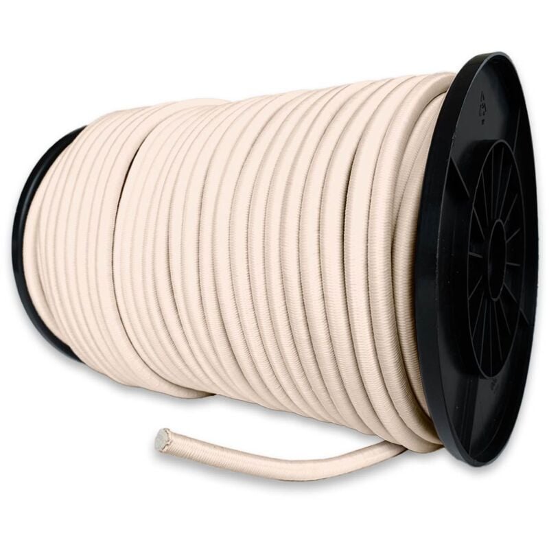 Sandow élastique Ivoire 100 mètres 9SW - Qualité pro - Tendeur pour bâche de diamètre 9 mm - Tecplast
