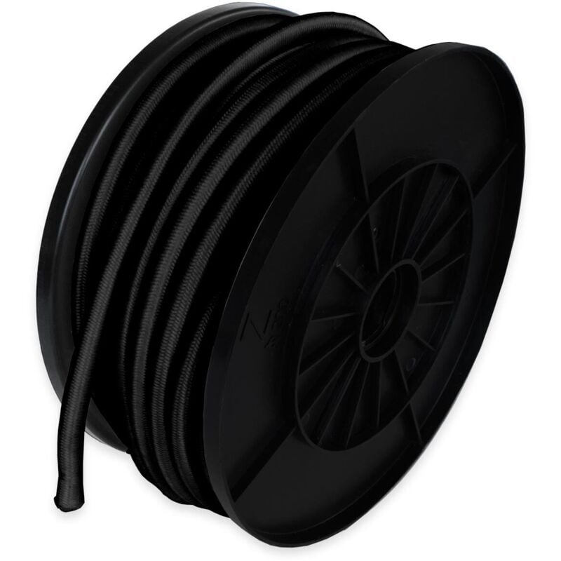 TECPLAST Sandow élastique Noir 25 mètres 9SW - Qualité PRO - Tendeur pour bâche de diamètre 9 mm