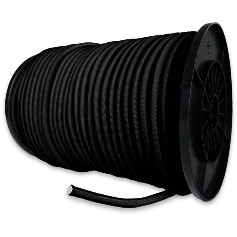 Sandow élastique Noir 100 mètres 9SW - Qualité pro - Tendeur pour bâche de diamètre 9 mm - Tecplast