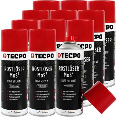 TECPO 12x Rostlöser MoS², 400ml Schmiermittel Rost Umwandler - Multifunktionsspray mit Korrosionsschutz und Kriechfähigkeit für oxidierte und verrostete Verbindungen