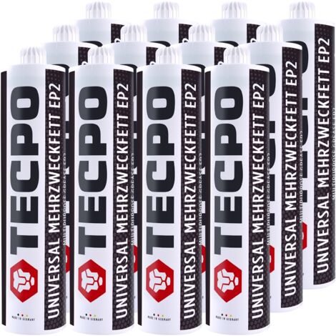 TECPO 12xUniversal Mehrzweckfett 500g EP2 Lithium Fett Schmierfett Lithiumfett universell einsetzbares Langzeitfett temperaturbeständiges Gleit- Wälzlager Fett wasserbeständig