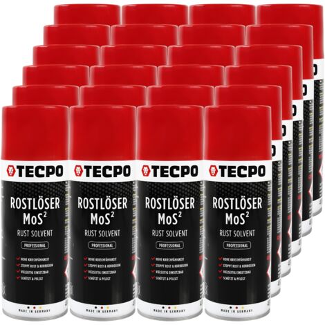 TECPO 24x Rostlöser MoS², 400ml Schmiermittel Rost Umwandler Multifunktionsspray mit Korrosionsschutz und Kriechfähigkeit für oxidierte und verrostete Verbindungen