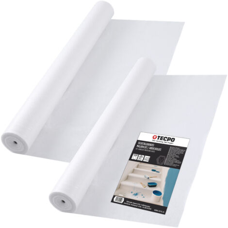 TECPO 2x Abdeckvlies Malervlies 25m Schutzvlies 120g/m² Anti-Rutsch Vlies-Rolle selbstklebend Bodenschutz Treppenvlies
