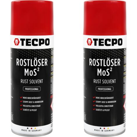 TECPO 2x Rostlöser MoS², 400ml Schmiermittel Rost Umwandler - Multifunktionsspray mit Korrosionsschutz und Kriechfähigkeit für oxidierte und verrostete Verbindungen