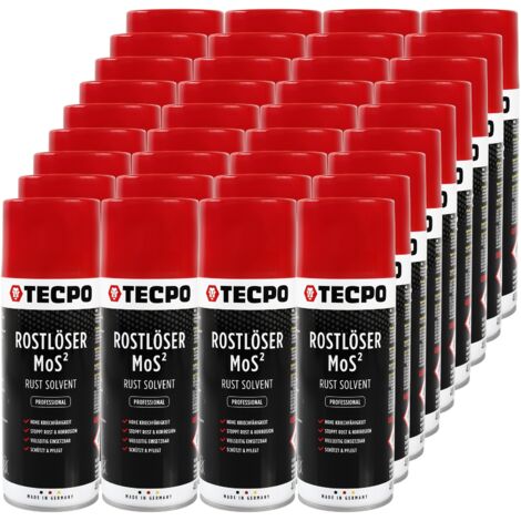 TECPO 36x Rostlöser MoS² 400ml Schmiermittel Rost Umwandler Multifunktionsspray mit Korrosionsschutz und Kriechfähigkeit für oxidierte und verrostete Verbindungen