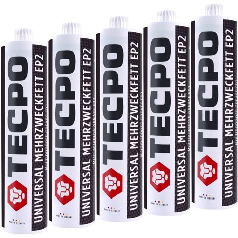 TECPO 5x Universal Mehrzweckfett 500g EP2 Lithium Fett Schmierfett Lithiumfett universell einsetzbares Langzeitfett temperaturbeständiges Gleit- Wälzlager Fett wasserbeständig