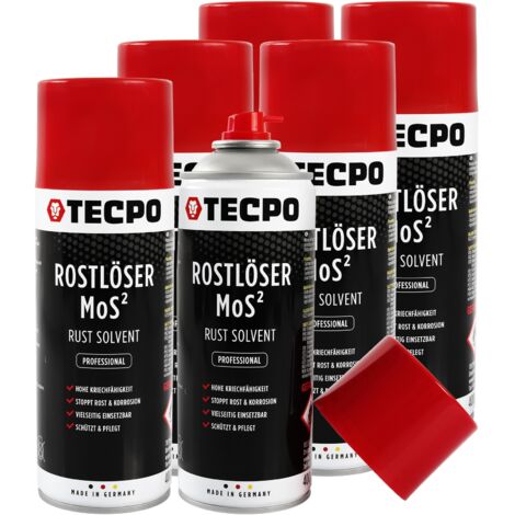 TECPO 6x Rostlöser MoS², 400ml Schmiermittel Rost Umwandler Multifunktionsspray mit Korrosionsschutz und Kriechfähigkeit für oxidierte und verrostete Verbindungen