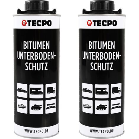 TECPO Bitumen Unterbodenschutz 2x Liter schwarz Steinschlagschutz UBS Autolack Rostmittel Korrosionsschutz mit Anti-Dröhn-Wirkung in Saugdose