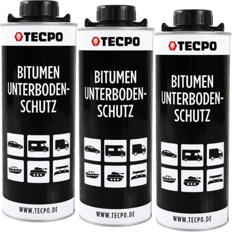 TECPO Bitumen Unterbodenschutz 3 Liter schwarz Steinschlagschutz UBS Autolack Rostmittel Korrosionsschutz mit Anti-Dröhn-Wirkung in Saugdose