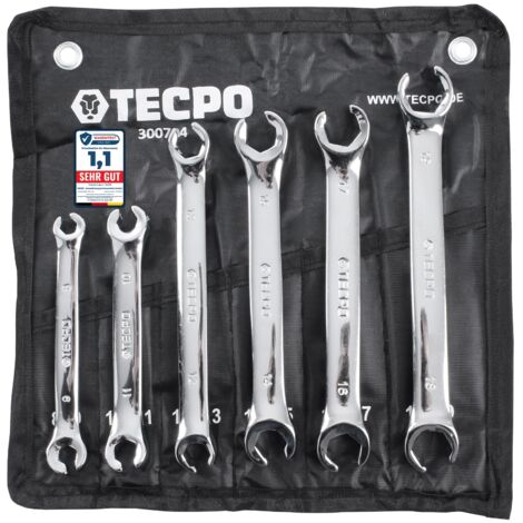 TECPO Bremsleitung Schlüssel 8-19mm Ringschlüssel Satz Offener Ring Schlüssel 6-teilig