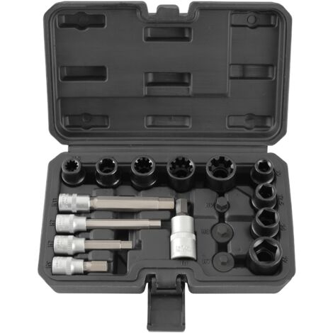 TECPO Bremssattel Steckschlüssel Set, 17-teilig Nuss Bit Einsatz Satz Bremsen Werkzeug kompatibel mit Audi, BMW, Ford, Mercedes, Opel, Porsche, VW