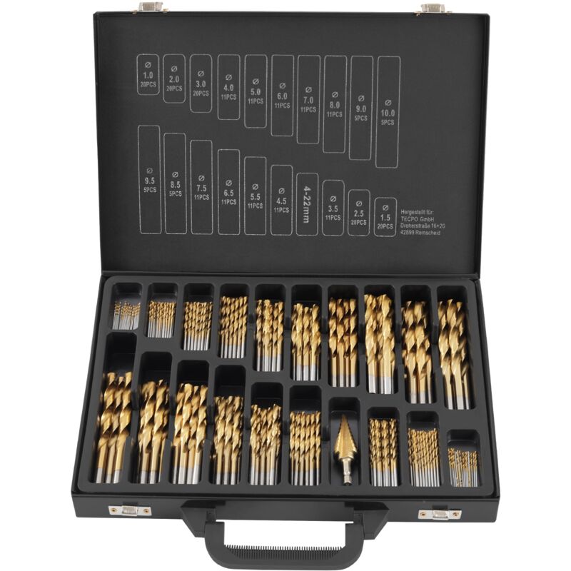 Image of TECPO HSS Titan Spiralbohrer Satz mit Stufenbohrer 231-teilig Bohrer Set 1-10 mm