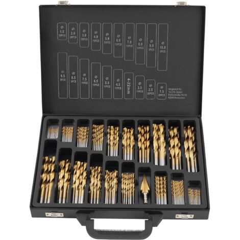 TECPO HSS Titan Spiralbohrer Satz mit Stufenbohrer 231-teilig Bohrer Set 1-10 mm