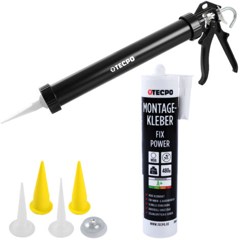 TECPO Montagekleber Fix Power, 480g Universal Baukleber Kartuschen Kraftkleber mit Aluminium-Kartuschenpresse