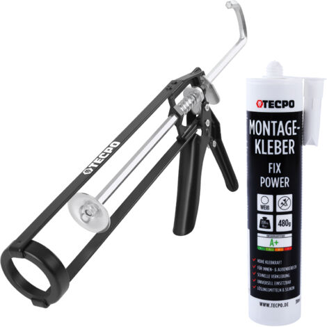 TECPO Montagekleber Fix Power, 480g Universal Baukleber Kartuschen Kraftkleber mit Skelett-Kartuschenpresse
