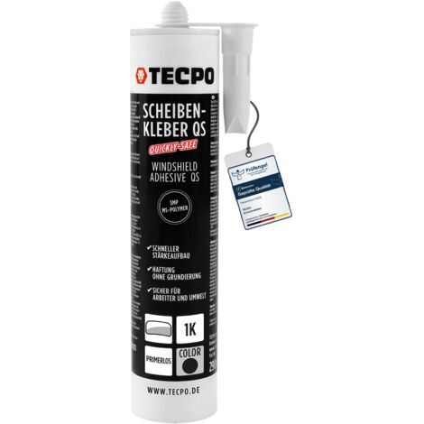 TECPO Scheibenkleber Quickly-Safe, 290ml MS-Polymer primerlos mit Kleb- und Dichtstoff-Technologie Scheibenklebstoff