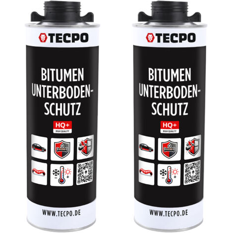 TECPO Unterbodenschutz Bitumen Schwarz 2 Liter UBS Saugdose Steinschlagschutz Korrosionsschutz Rostschutz Unterboden Auto Kfz Langzeit