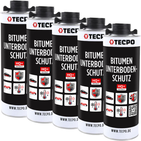TECPO Unterbodenschutz Bitumen Schwarz 5 Liter UBS Saugdose Steinschlagschutz Korrosionsschutz Rostschutz Unterboden Auto Kfz Langzeit
