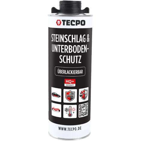 TECPO Unterbodenschutz Überlackierbar Steinschlags- und Korrosionsschutz 1 Liter Kautschuk Basis Schwarz UBS Saugdose Rostschutz Unterboden Auto Kfz Langzeit